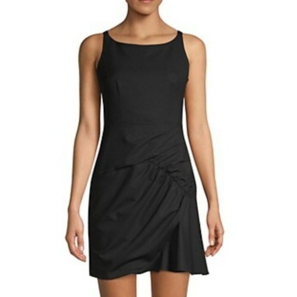 NANETTE LEPORE Shirred Mini Dress in Black. 10